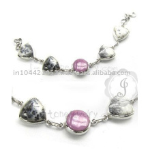 Phosphosiderite and Dendritic Agate Bracelet Silver Bracelet in Wholesale Price